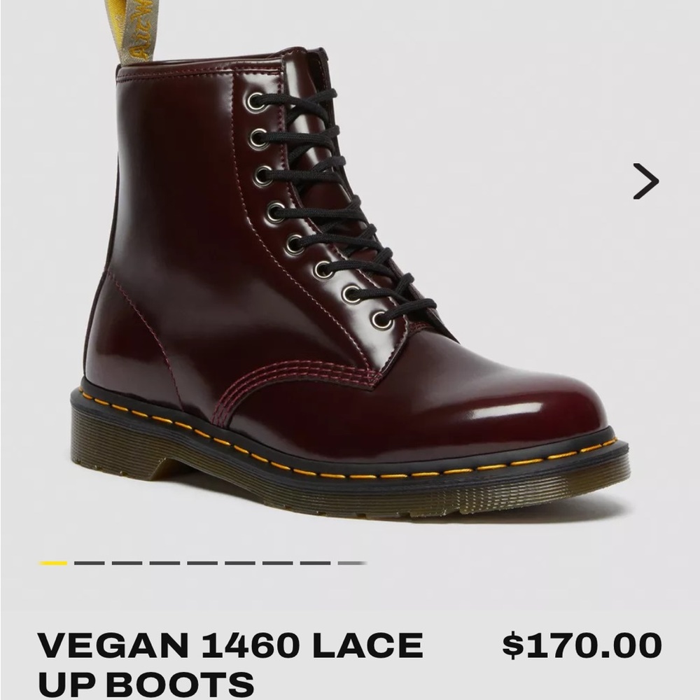 Dr. Martens Vegan 1460 Lace Up Boots - Cherry Red